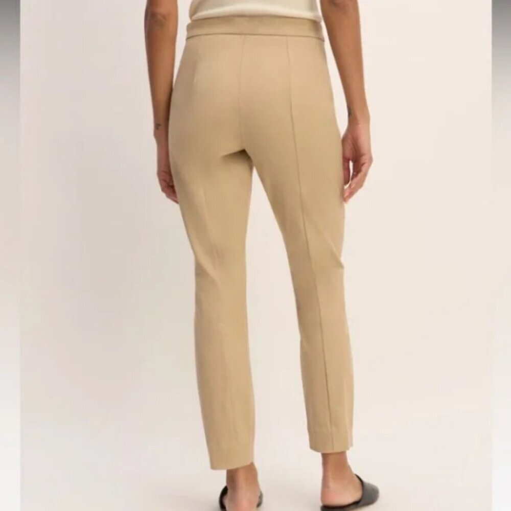 NWT Everlane Bi-Stretch High Rise Tan Khaki Side Zip Pull On Work Pants Size 12 - Picture 2 of 13